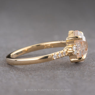 2.33 Carat Icy White Hexagon Diamond Engagement Ring, Eliza Setting, 14K Yellow Gold