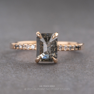 1.57 Carat Black Salt and Pepper Emerald Shaped Diamond Engagement Ring, Ombre Jules Setting