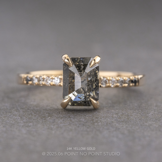 1.57 Carat Black Salt and Pepper Emerald Shaped Diamond Engagement Ring, Ombre Jules Setting