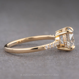 2.13 Carat Salt and Pepper Round Diamond Engagement Ring, Juliette Setting, 14k Yellow Gold