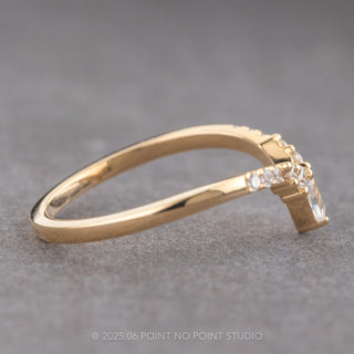 Pear Moonstone and Diamond Wedding Band, Extra Cassiopeia Setting, 14k Yellow Gold