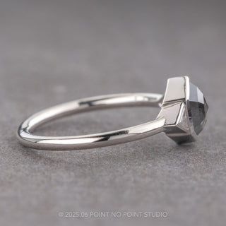 1.49 Carat Salt and Pepper Hexagon Diamond Engagement Ring, Bezel Zoe Setting, Platinum