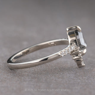 1.06 Carat Black Speckled Pear Diamond Engagement Ring, Avaline Setting, 14K White Gold