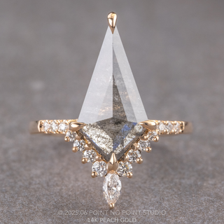 3.62 Carat Black Salt and Pepper Kite Diamond Engagement Ring, Avaline Setting