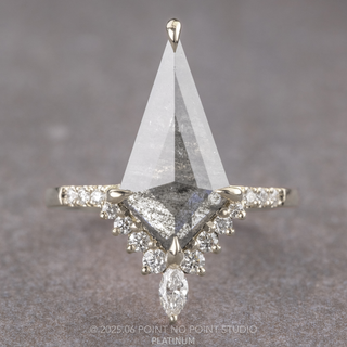 3.62 Carat Black Salt and Pepper Kite Diamond Engagement Ring, Avaline Setting