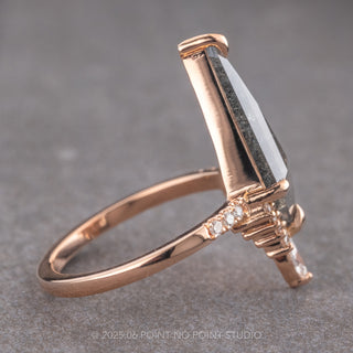 2.33 Carat Black Speckled Kite Diamond Engagement Ring, Avaline Setting, 14K Rose Gold