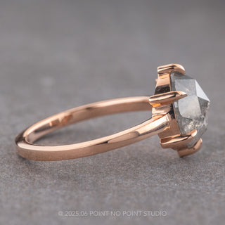 2.58 Carat Salt and Pepper Round Diamond Engagement Ring, Jane Setting, 14K Rose Gold