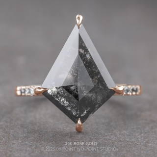3.24 Carat Black Salt and Pepper Kite Diamond Engagement Ring, Ombre Jules Setting