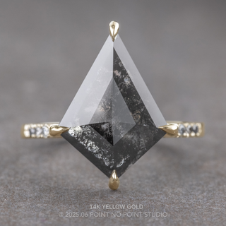 3.24 Carat Black Salt and Pepper Kite Diamond Engagement Ring, Ombre Jules Setting