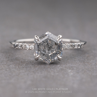 1.83 Carat Canadian Salt and Pepper Hexagon Diamond Engagement Ring, Ombre Jules Setting