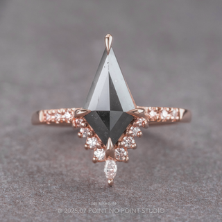 1.73 Carat Black Kite Diamond Engagement Ring, Avaline Setting