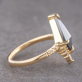 1.73 Carat Black Kite Diamond Engagement Ring, Avaline Setting, 14k Yellow Gold