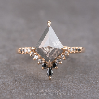 2.57 Carat Salt and Pepper Kite Diamond Engagement Ring, Ombre Avaline Setting