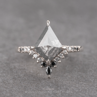 2.57 Carat Salt and Pepper Kite Diamond Engagement Ring, Ombre Avaline Setting