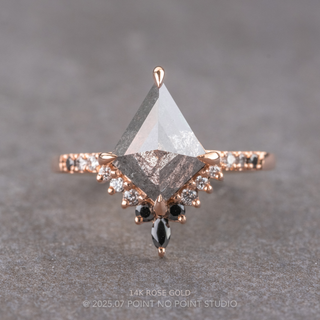 2.57 Carat Salt and Pepper Kite Diamond Engagement Ring, Ombre Avaline Setting