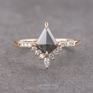 .94 Carat Black Salt and Pepper Kite Diamond Engagement Ring, Avaline Setting
