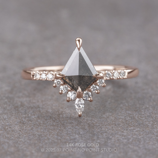 .94 Carat Black Salt and Pepper Kite Diamond Engagement Ring, Avaline Setting