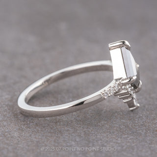 .89 Carat Black Speckled Kite Diamond Engagement Ring, Avaline Setting, Platinum