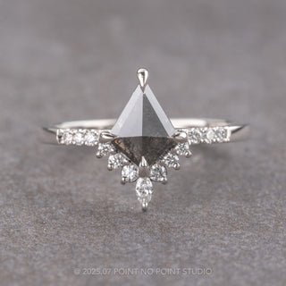 .94 Carat Black Salt and Pepper Kite Diamond Engagement Ring, Avaline Setting