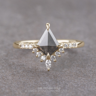 .94 Carat Black Salt and Pepper Kite Diamond Engagement Ring, Avaline Setting