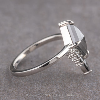 1.27 Carat Black Speckled Lozenge Diamond Engagement Ring, Ombre Ava Setting, Platinum