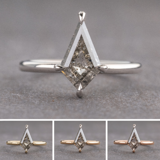 1.35 Carat Canadian Salt and Pepper Kite Diamond Engagement Ring, Basket Jane Setting