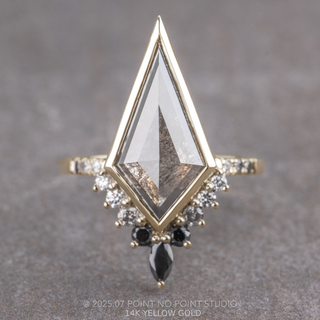 2.20 Carat Black Salt and Pepper Kite Diamond Engagement Ring, Bezel Ombre Avaline Setting