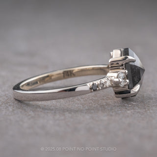 1.97 Carat Black Hexagon Diamond Engagement Ring, Ombre Eliza Setting, 14K White Gold