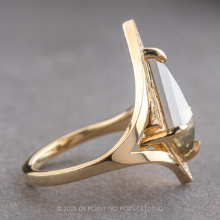 2.09 Carat Salt and Pepper Kite Diamond Engagement Ring, Arwen Setting, 14K Yellow Gold