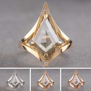 2.81 Carat Salt and Pepper Kite Diamond Engagement Ring, Arwen Setting