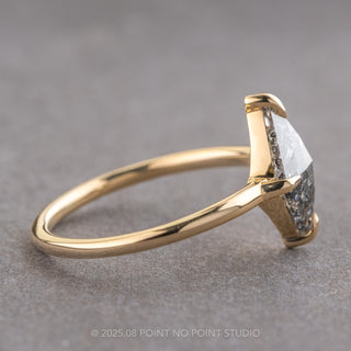 1.47 Carat Salt and Pepper Lozenge Diamond Engagement Ring, Jane Setting, 14k Yellow Gold