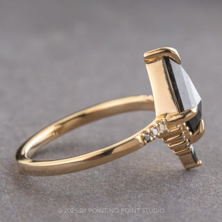 1.57 Carat Black Kite Diamond Engagement Ring, Ombre Avaline Setting, 14K Yellow Gold