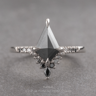 1.70 Carat Black Kite Diamond Engagement Ring, Ombre Avaline Setting
