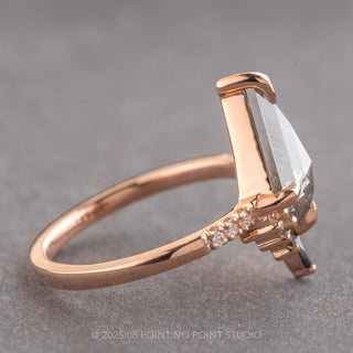 1.70 Carat Salt and Pepper Kite Diamond Engagement Ring, Ombre Avaline Setting, 14K Rose Gold