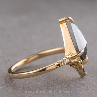 2.59 Carat Black Speckled Kite Diamond Engagement Ring, Ombre Avaline Setting, 14K Yellow Gold