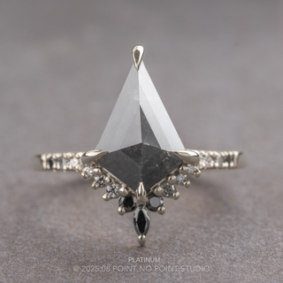 2.16 Carat Black Kite Diamond Engagement Ring, Ombre Avaline Setting, Point No Point Studio. Available in a variety of metal types. Eco-friendly, Recycled Metals, Conflict Free.