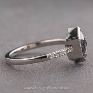 2.03 Carat Salt and Pepper Hexagon Diamond Engagement Ring, Bezel Jules Setting, Platinum