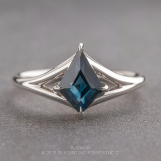 1.98 Carat Blue Kite Sapphire Engagement Ring, Split Shank Jane Setting