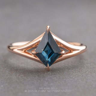 1.98 Carat Blue Kite Sapphire Engagement Ring, Split Shank Jane Setting