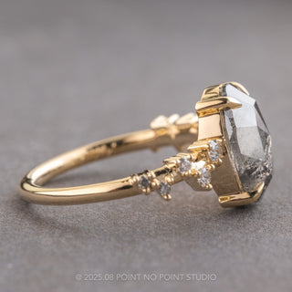 2.93 Carat Salt and Pepper Oval Diamond Engagement Ring, Aspen Setting, 14K Yellow Gold