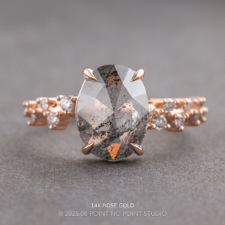 2.93 Carat Salt and Pepper Oval Diamond Engagement Ring, Aspen Setting