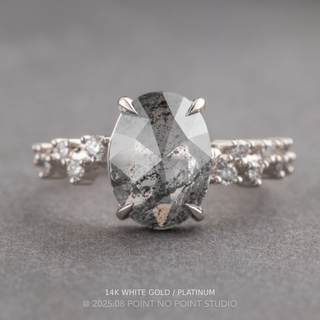 2.93 Carat Salt and Pepper Oval Diamond Engagement Ring, Aspen Setting