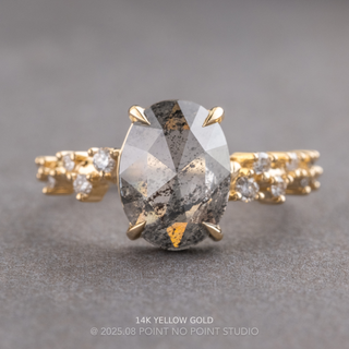 2.93 Carat Salt and Pepper Oval Diamond Engagement Ring, Aspen Setting