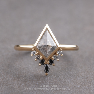 1.57 Carat Salt and Pepper Kite Diamond Engagement Ring, Bezel Ombre Ava Setting