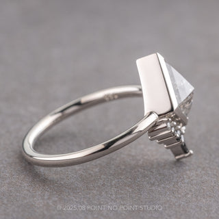1.57 Carat Salt and Pepper Kite Diamond Engagement Ring, Bezel Ombre Ava Setting, Platinum