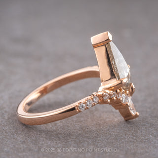 1.36 Carat Salt and Pepper Kite Diamond Engagement Ring, Willa Setting, 14K Rose Gold
