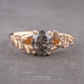 1.12 Carat Salt and Pepper Oval Diamond Engagement Ring, Magnolia Setting