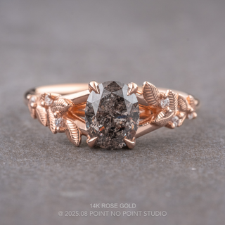 1.12 Carat Salt and Pepper Oval Diamond Engagement Ring, Magnolia Setting