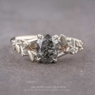 1.12 Carat Salt and Pepper Oval Diamond Engagement Ring, Magnolia Setting