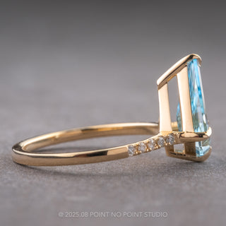 1.83 Carat Kite Aquamarine and Diamond Engagement Ring, Lulu Setting, 14k Yellow Gold